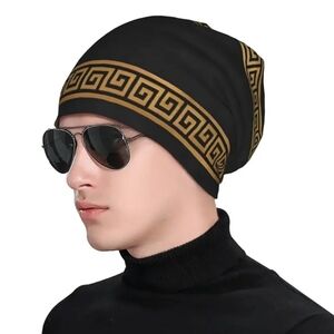 Black and Gold Patterned Beanie